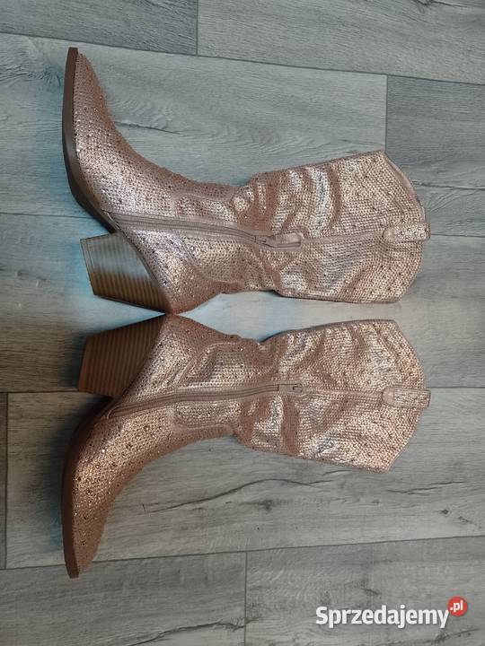 4243 Gold Rose Różowe bogato zdobione Kozaki Kraków