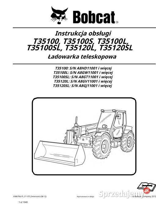 BOBCAT T35120L T35120SL instrukcja naprawy Poradniki, albumy i reportaże Kielce