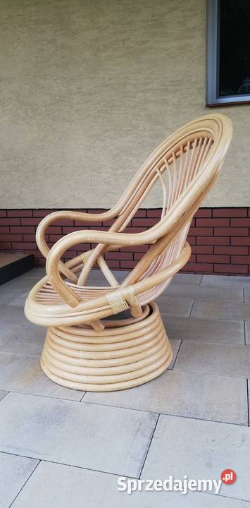 Fotel kręcony rattanowy wiklinowy krzesło