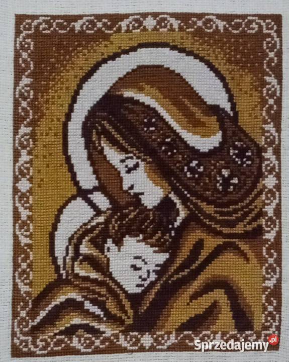 Haft krzyżykowy obraz Maryja z dzieciątkiem Olsztyn