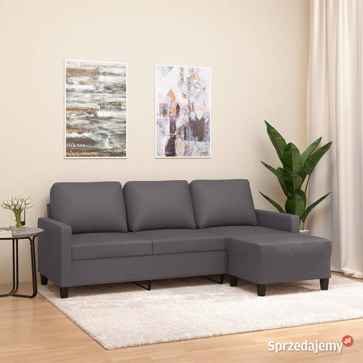 3osobowa sofa z podnóżkiem szary 180 sztuczna Warszawa sprzedam