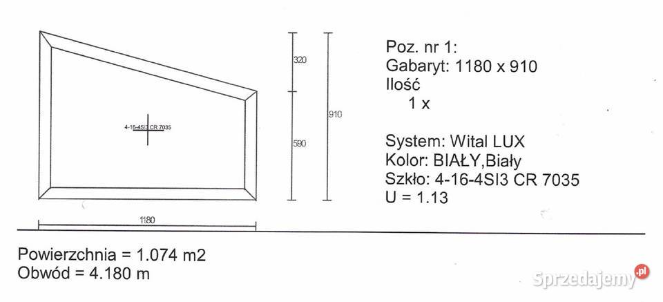 Okno PCV skośne BIAŁE