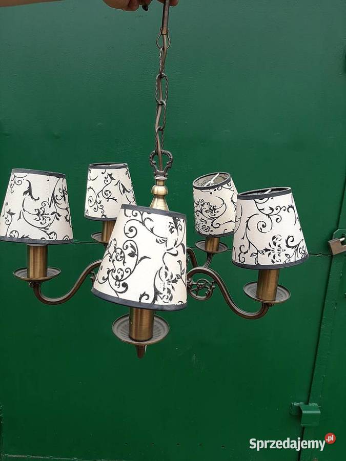 Lampa żyrandol mosiężny ozdobne klosze artabażur Chorzów sprzedam