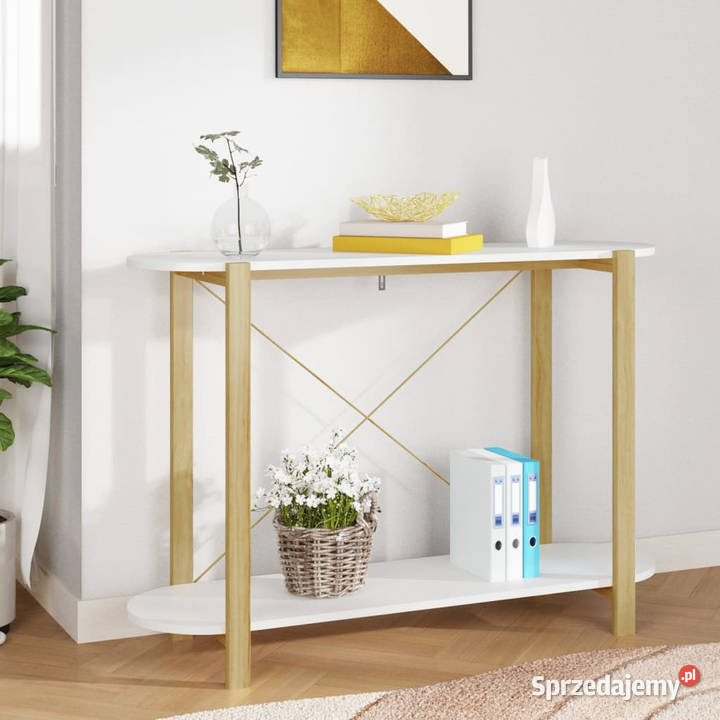 Stolik konsolowy biały 110x38x75 materiał Warszawa