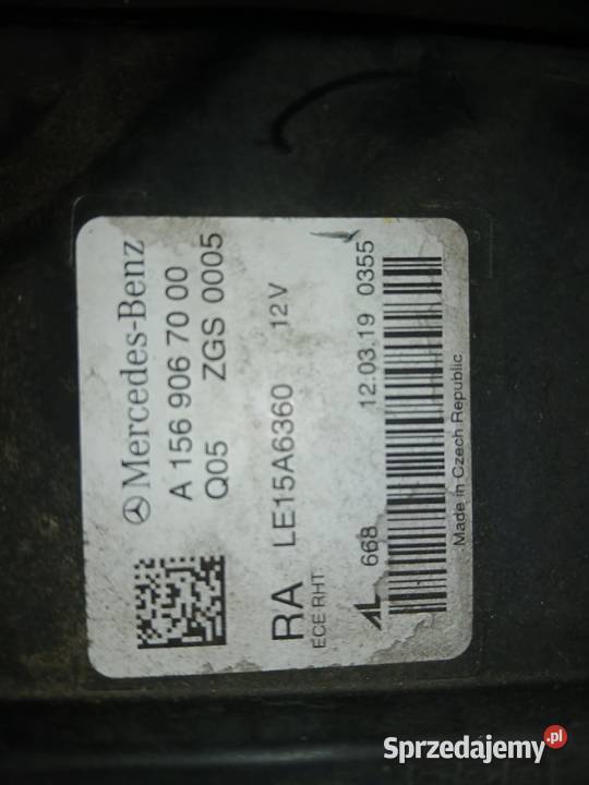 Mercedes gla lift A1569067000 lampa prawa full Kraków