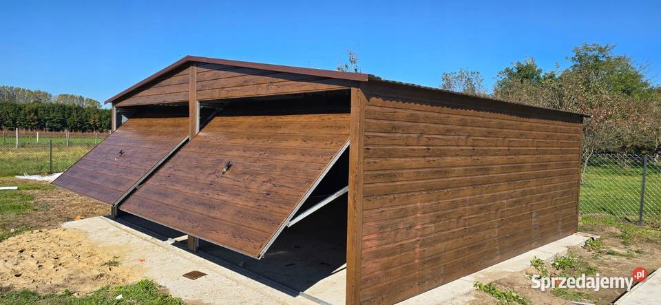 Garaż blaszany 6x6 drewnopodobny dwustanowiskowy Jodłownik