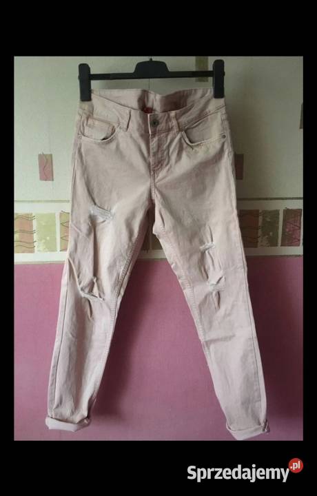 HM spodnie dżinsowe straight ripped destroyed Dżins