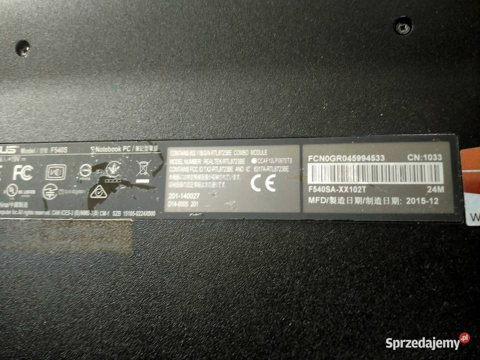 Asus F540s Tablety i palmtopy mazowieckie