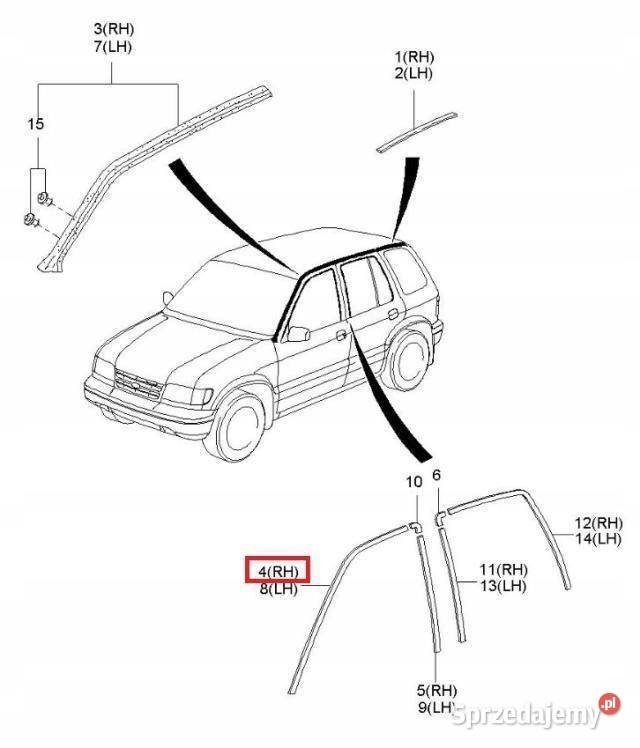 LISTWA RAMKA DRZWI PRAWY PRZÓD KIA SPORTAGE 9502 sprzedam