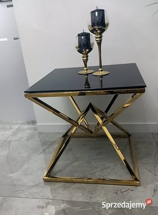 nowoczesny stolik kawowy złoty wysoki 60x60 glamour HIT