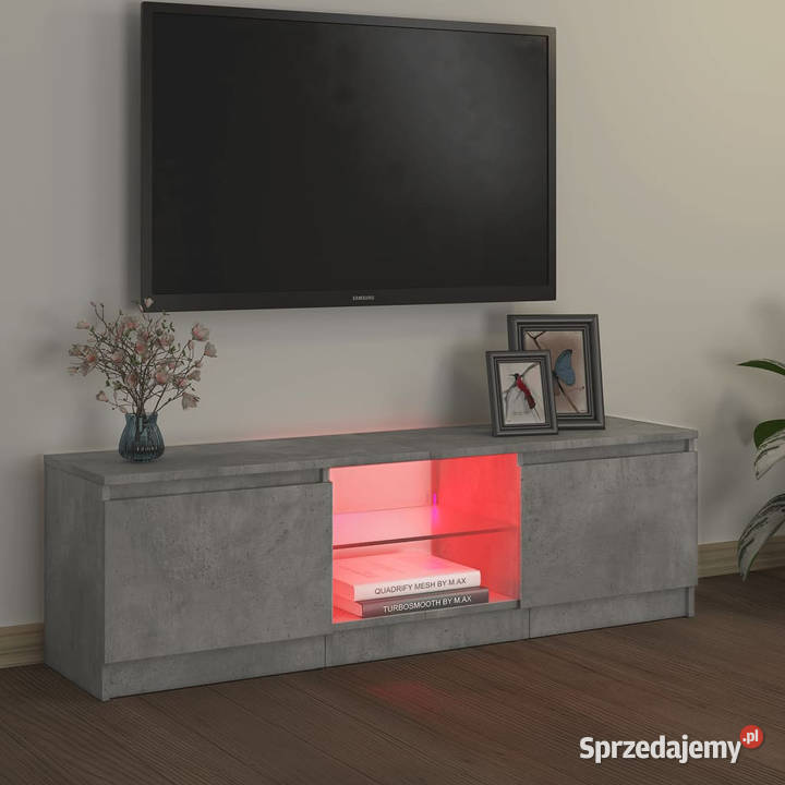 Szafka pod TV z oświetleniem LED szara 120 x 30 mazowieckie Warszawa