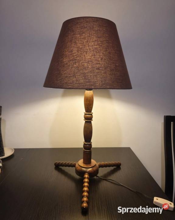 Lampa drrewniana vintage PRL Poznań