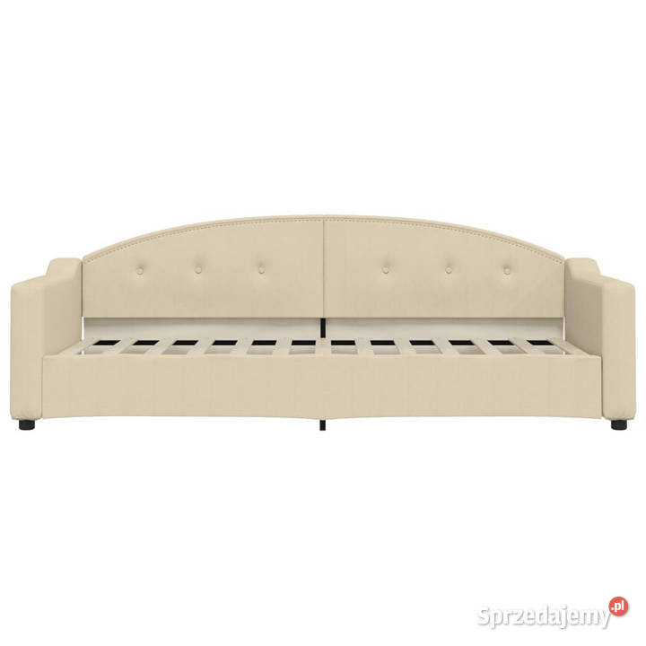Sofa z materacem do spania kremowa tkanina Łóżka Warszawa