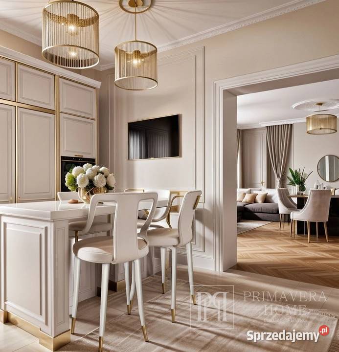 Luksusowy hoker do jadalni glamour beżowy biały Warszawa