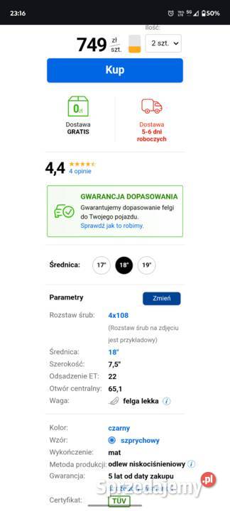 Alufelgi koła 18 4x108