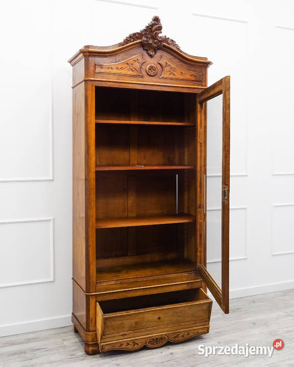 Witryna orzechowa rzeźbiona FRANCUSKA I połowa