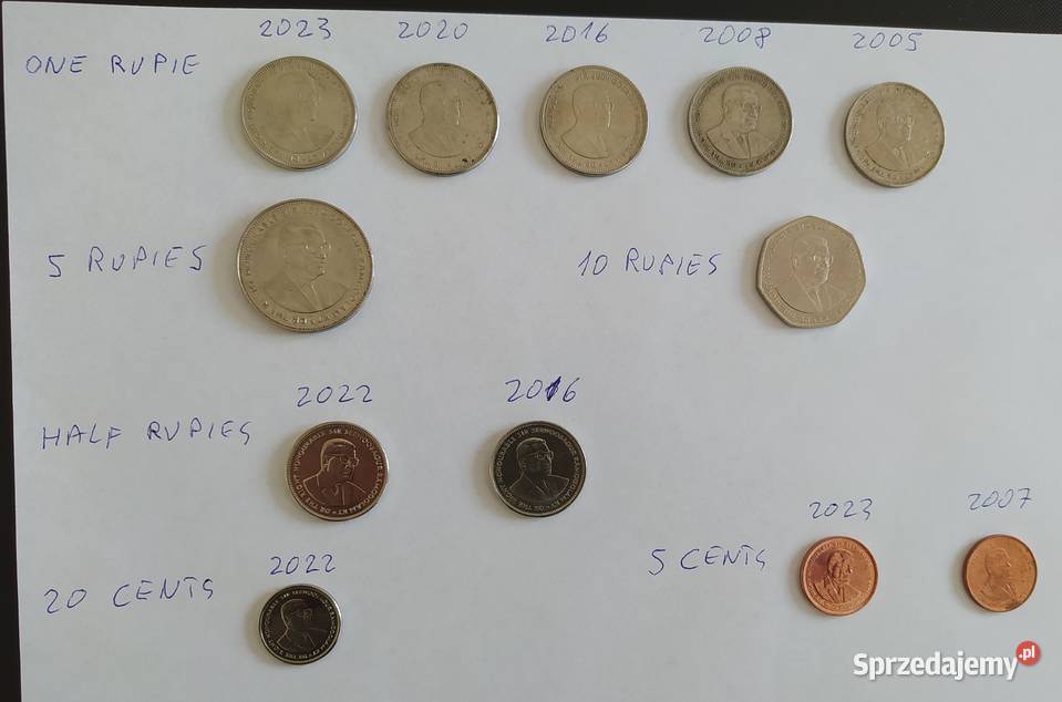 Mauritius Monety Rupia Cent wsystkie wybrane śląskie Pyskowice sprzedam