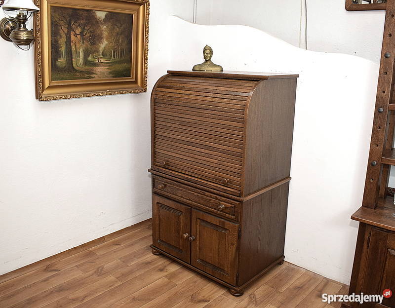 SEKRETARZYK SEKRETERA BIURKO SZAFKA KOMPUTER DĄB Świdnica