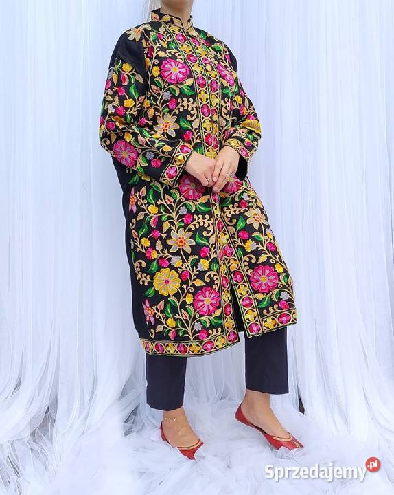 Orientalny płaszcz XXL 44 narzutka kimono czarny Rozmiar 44(XXL) Kurtki i płaszcze Szczecin sprzedam