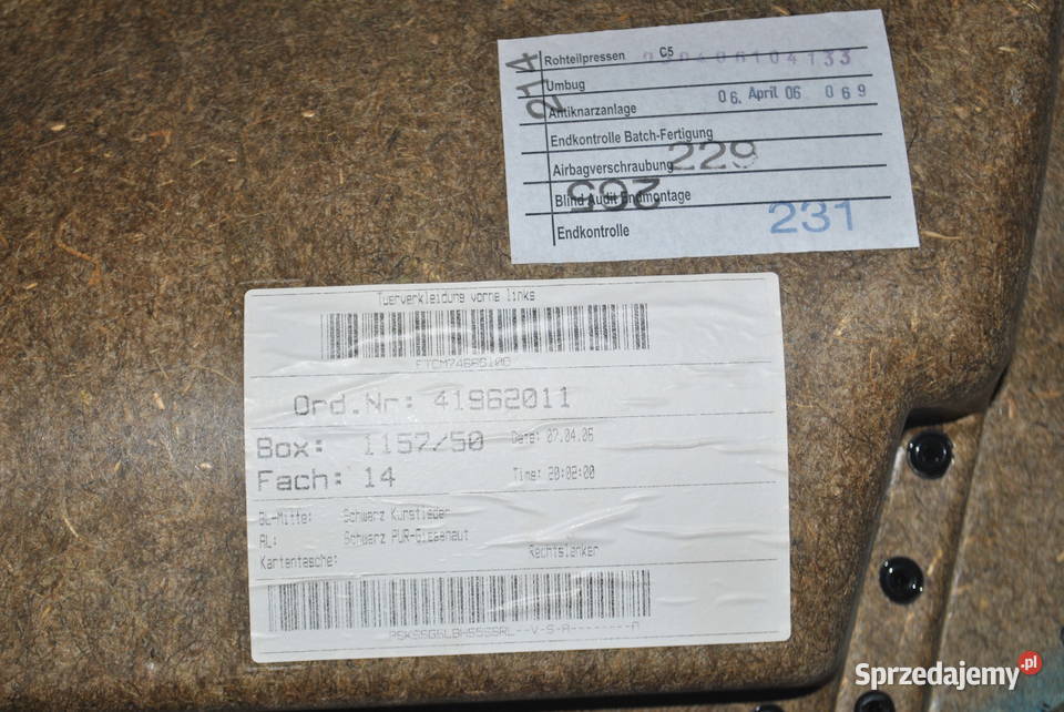 Poszycie drzwi kierowcy BMW E60 E61 boczek Poręba sprzedam