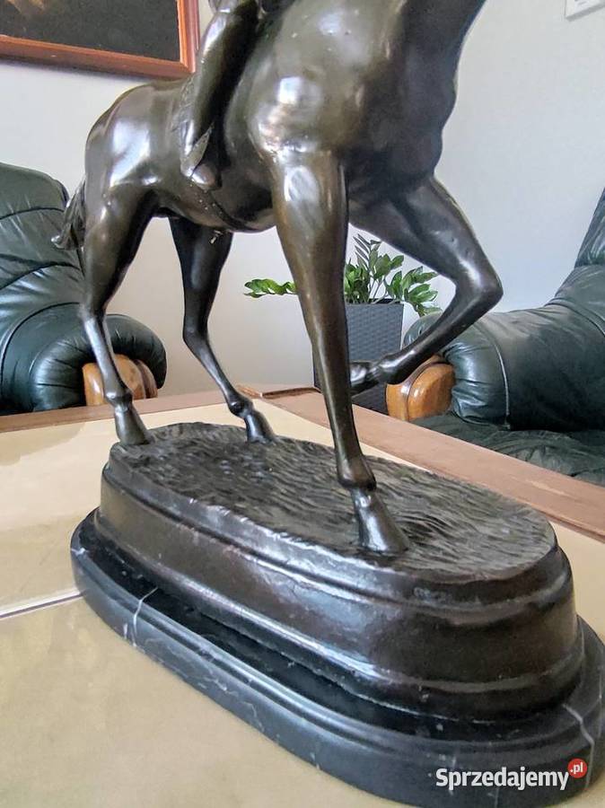 Duża Figura z Brązu Koń z Dżokejem 30 Ciężka 5 Janów Lubelski