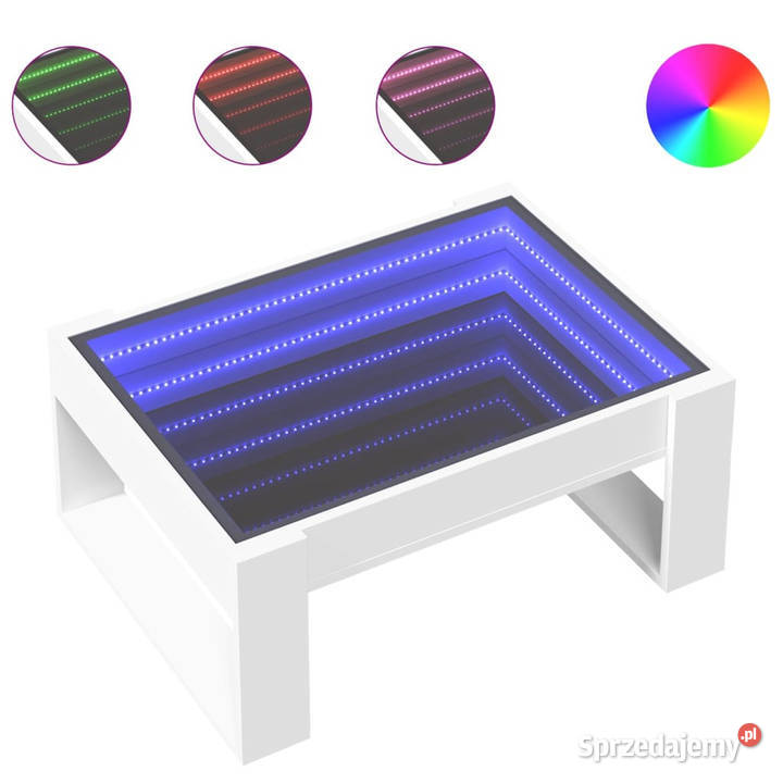 Stolik kawowy z LED Infinity biały 70x53x30 sprzedam