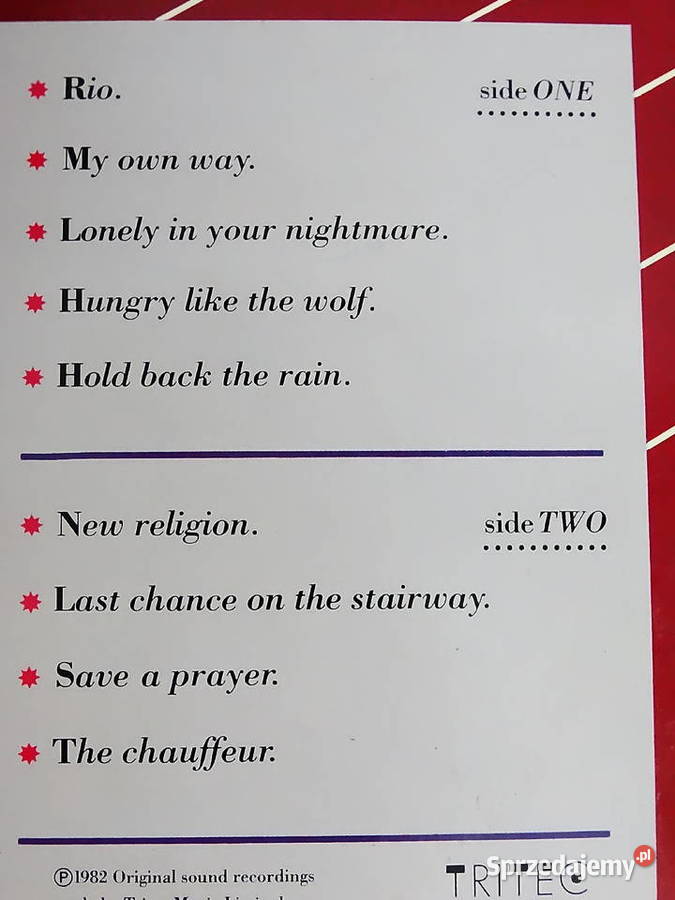 Duran Duran Rio pyta winylowa wydanie EMI Biłgoraj sprzedam