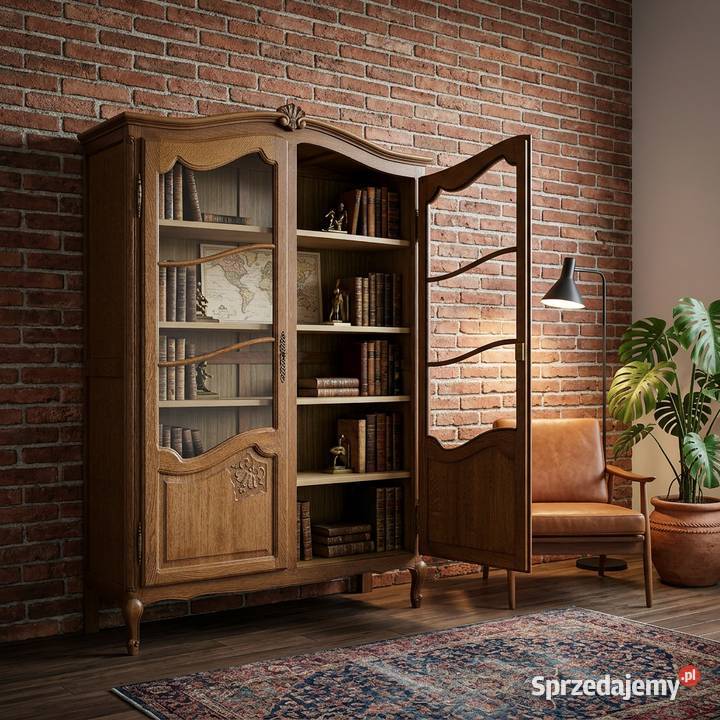 FRANCUSKA biblioteka WITRYNA DWUDRZWIOWA dębowa Kalisz