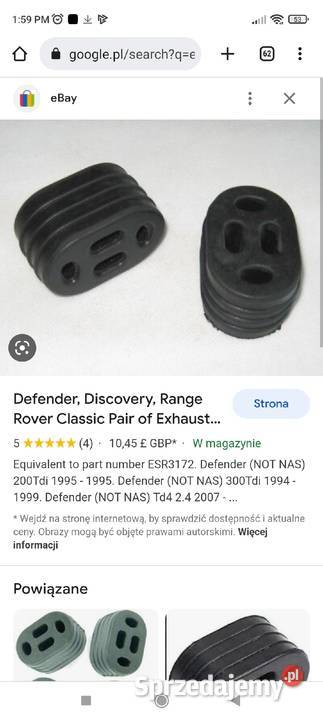 Guma wieszaka wydechu nową 3 esr3172 land rover Olsztyn