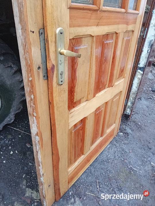 Drzwi drewniane z szybami weranda przedpokój Czernikowo