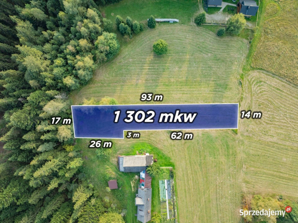 Nowy Targ OSSZUFL Działka budowlana 1302 m MPZP 90m