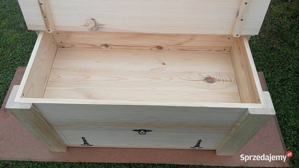 Skrzynia drewniana z oparciem podwójne dno 45cm Radków