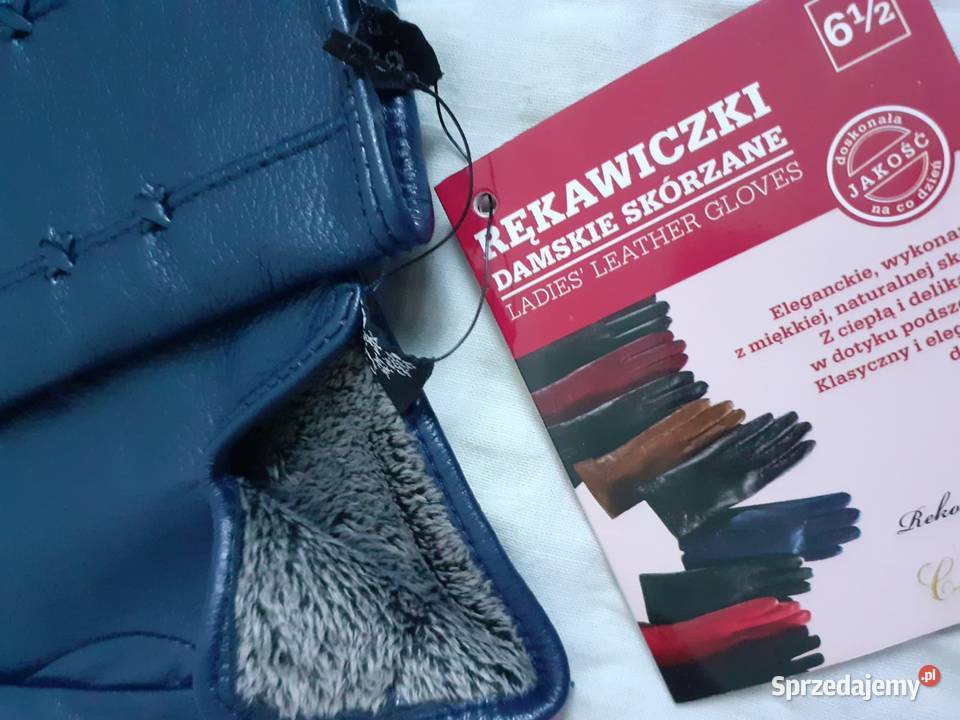 Rękawiczki damskie skórka Niebieskie 65 Gdańsk
