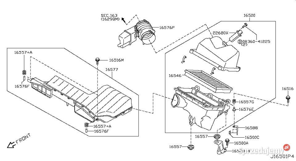 PRZEWÓD FILTRA POWIETRZA WLOT NISSAN 165761AA1A Przewody powietrza
