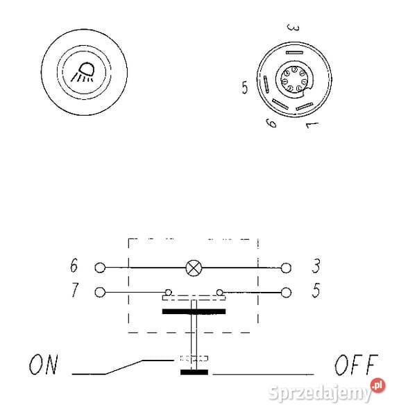 Przełącznik przyciskowy lamp roboczych okrągły Kamionna