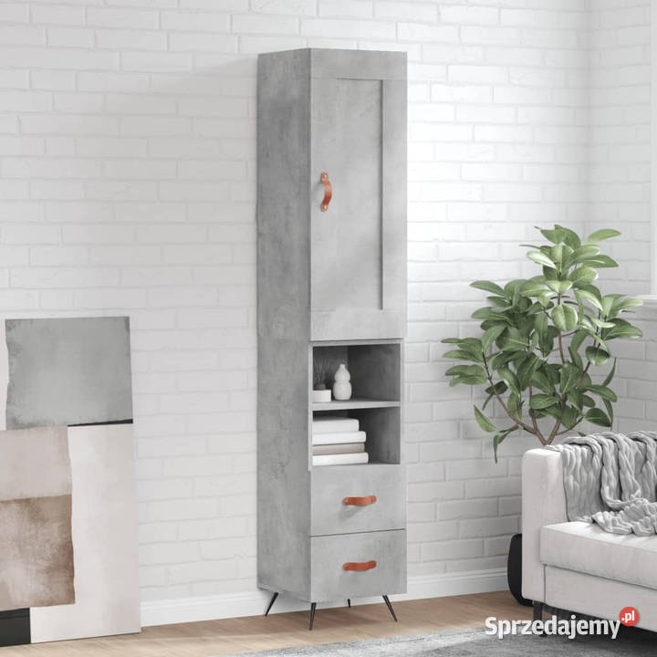 Wysoka szafka szarość betonu 345x34x180 mazowieckie Warszawa