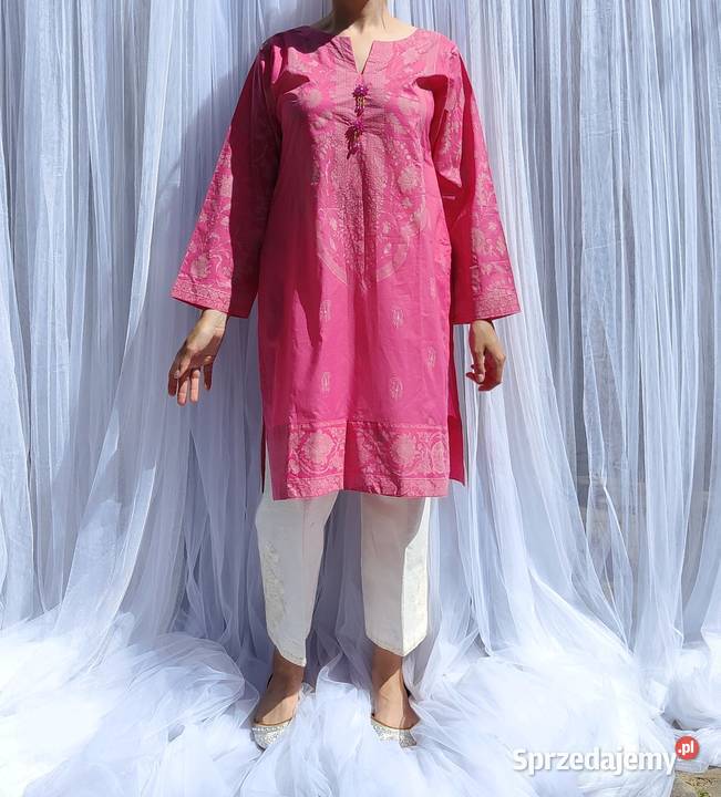Tunika orientalna S 36 M 38 różowa czarna chusta Szczecin