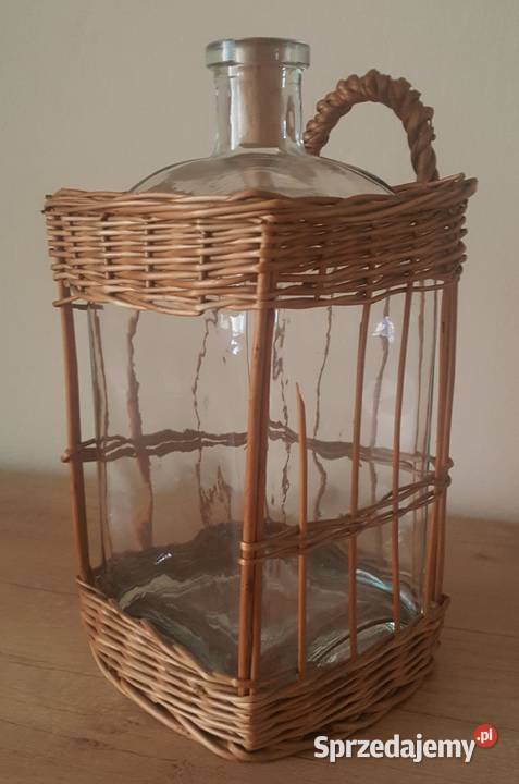 Szklany baniak galon z wiklinowym uchwytem 2 Dom i Ogród śląskie Katowice