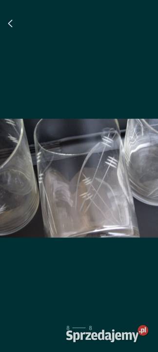 Szklanki komplet z grawerowaną dekoracją vintage