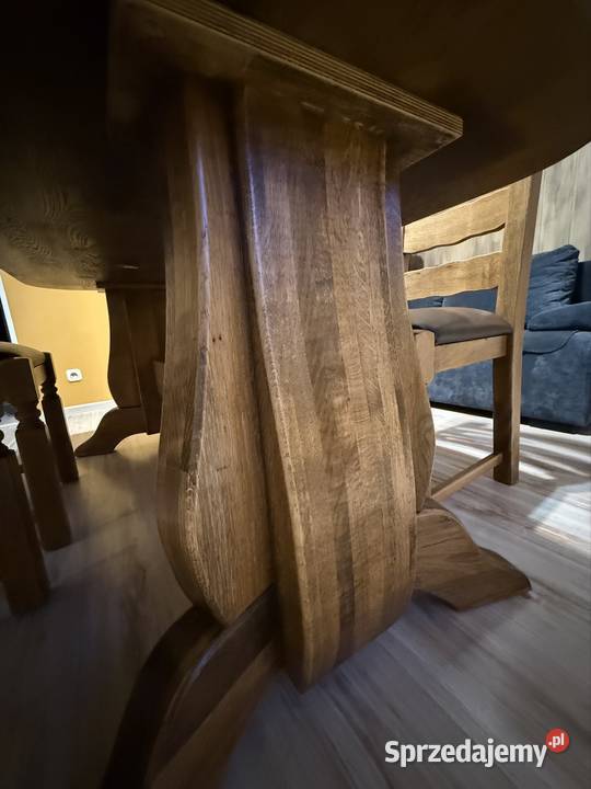 Masywny komplet dębowy stół 4 krzesła STAN Turek