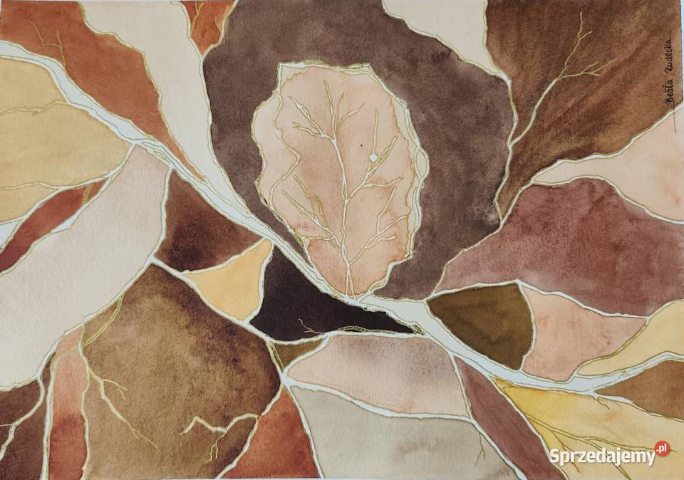 Akwarela Akwarelka Obraz pt Ostatni Taniec Liści Malarstwo Katowice sprzedam