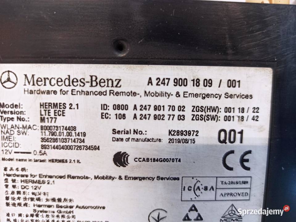 MODUŁ STEROWNIK HERMES W247 A2479001809 osobowe