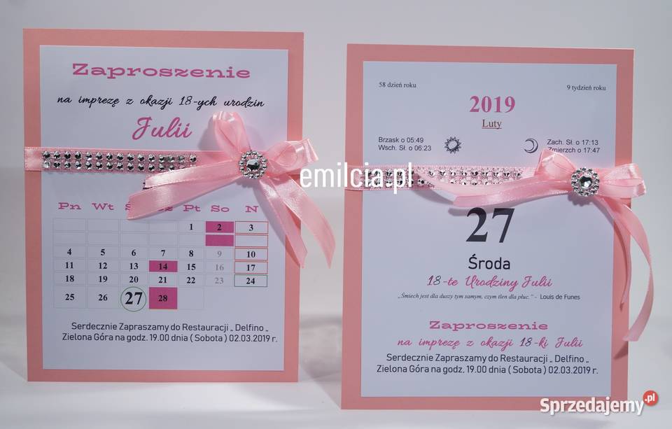Zaproszenie na urodziny Kartka Kalendarz Spirala Zielona Góra