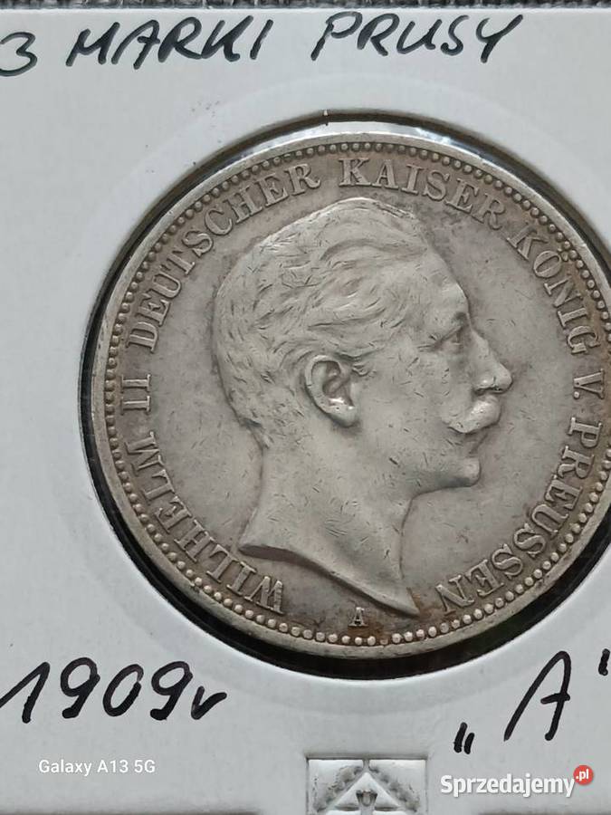 3 Marki Prusy 1909 rWilhelm II menA Konin