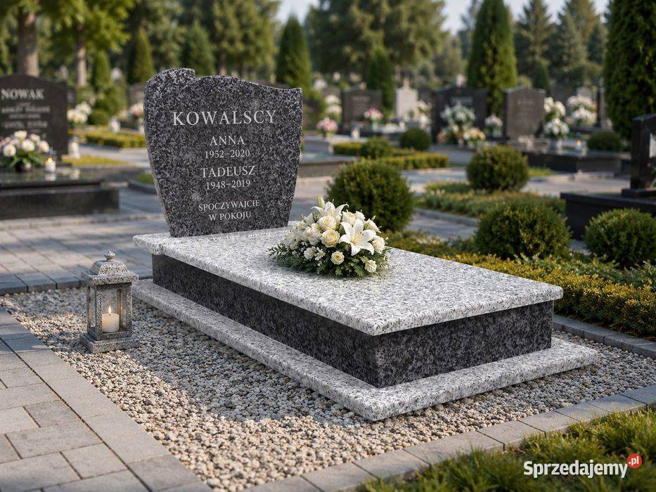 Nagrobek Granitowy Pojedynczy Grafitowo Szary Mieleszynek