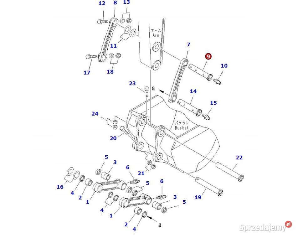 Sworzeń mocowania łyżki 2027064151 KOMATSU Gądki