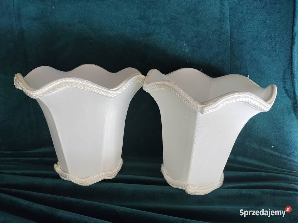 Dwa małe abażury starej lampki nocnej biały ecri Choszczno