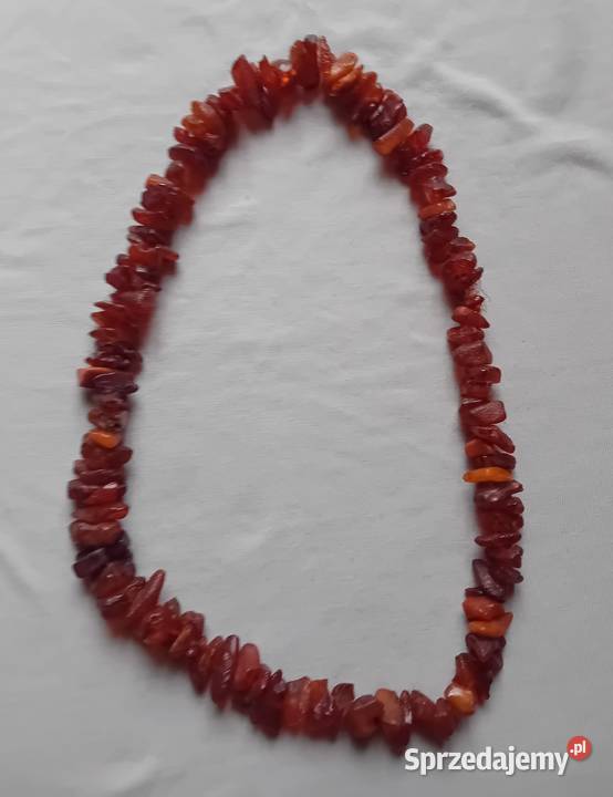 Naszyjnik z nieoszlifowanych bursztynów PRL lata Koźminek