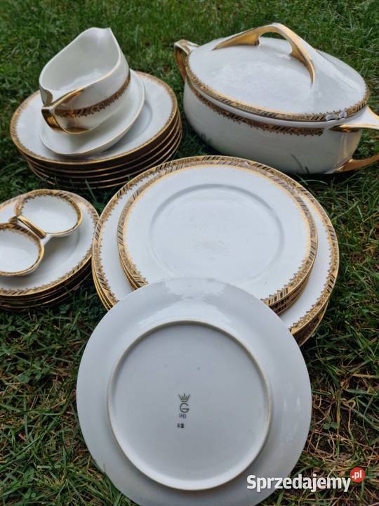 Porcelana przedwojenna Gieschein 90 Bogucice biały Jaworzno