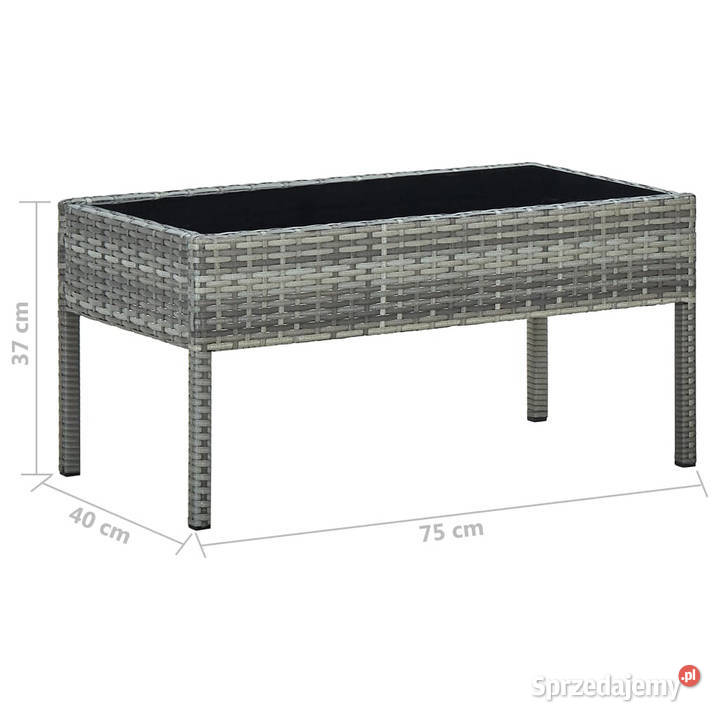 Stolik ogrodowy szary 75x40x37 rattan PE WM45905